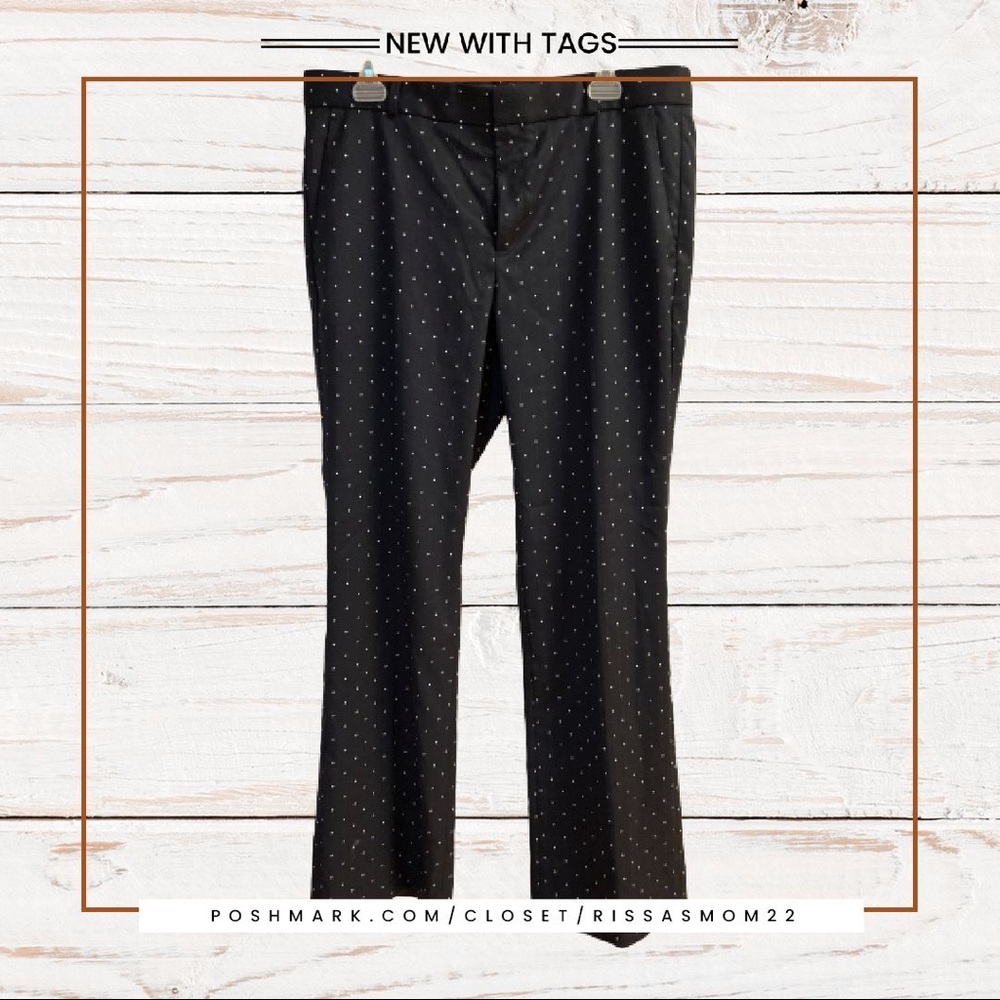 BANANA REPUBLIC Black Polka Dot Logan Pants Sz 12